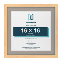 Pine 20 x 20 inch picture frame with a Dawn Grey mount for a 16 x 16 inch photo