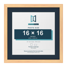Pine 20 x 20 inch picture frame with a Pacific Blue mount for a 16 x 16 inch photo