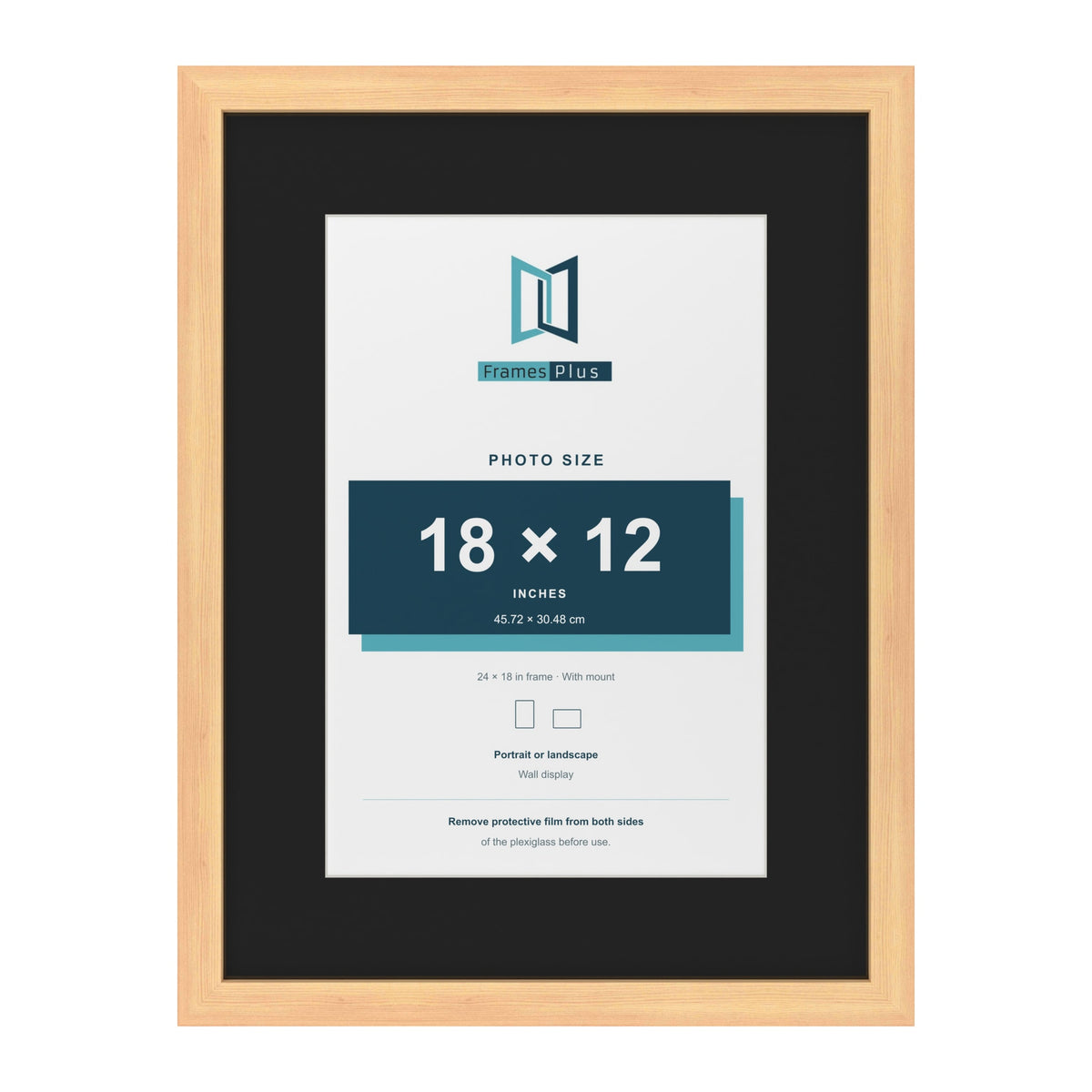 Pine 24 x 18 inch picture frame with a black mount for an 18 x 12 inch photo
