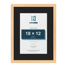 Pine 24 x 18 inch picture frame with a black mount for an 18 x 12 inch photo