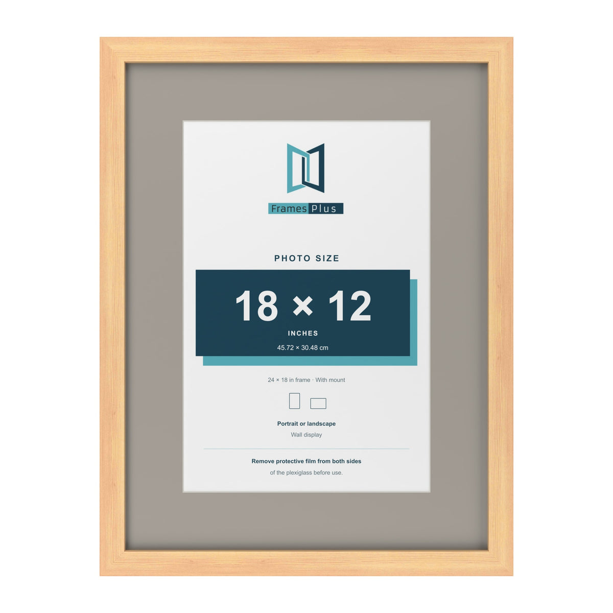 Pine 24 x 18 inch picture frame with a Dawn Grey mount for an 18 x 12 inch photo