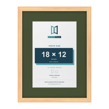 Pine 24 x 18 inch picture frame with a green mount for an 18 x 12 inch photo