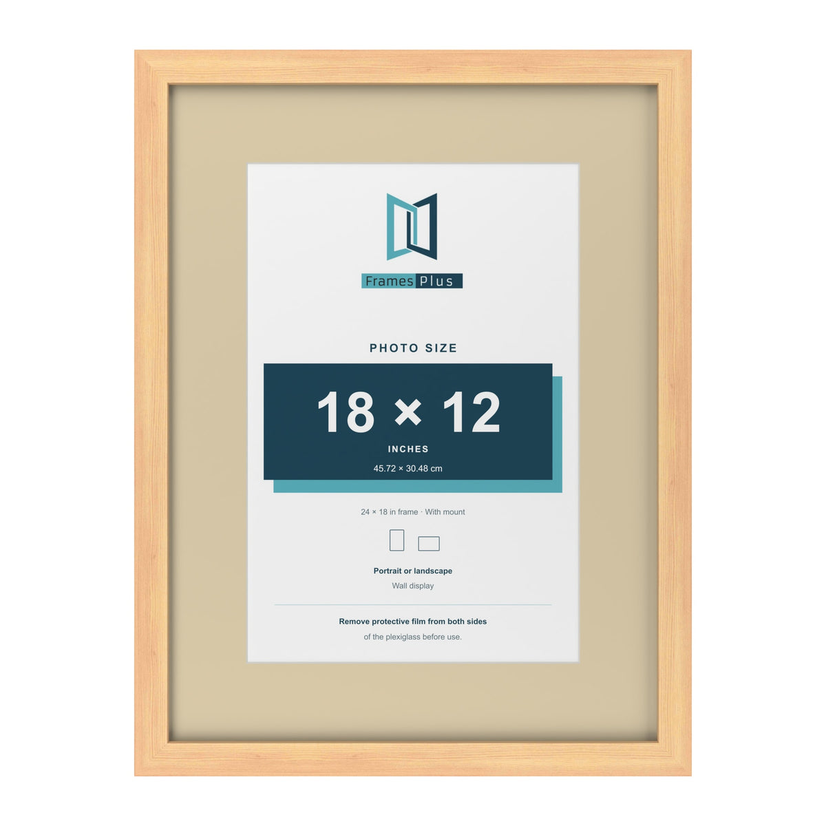 Pine 24 x 18 inch picture frame with an ivory mount for an 18 x 12 inch photo
