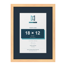 Pine 24 x 18 inch picture frame with a Pacific Blue mount for an 18 x 12 inch photo