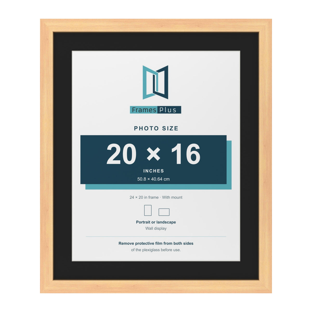 Pine 24 x 20 inch picture frame with a black mount for a 20 x 16 inch photo
