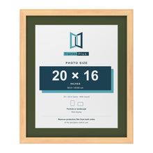 Pine 24 x 20 inch picture frame with a green mount for a 20 x 16 inch photo