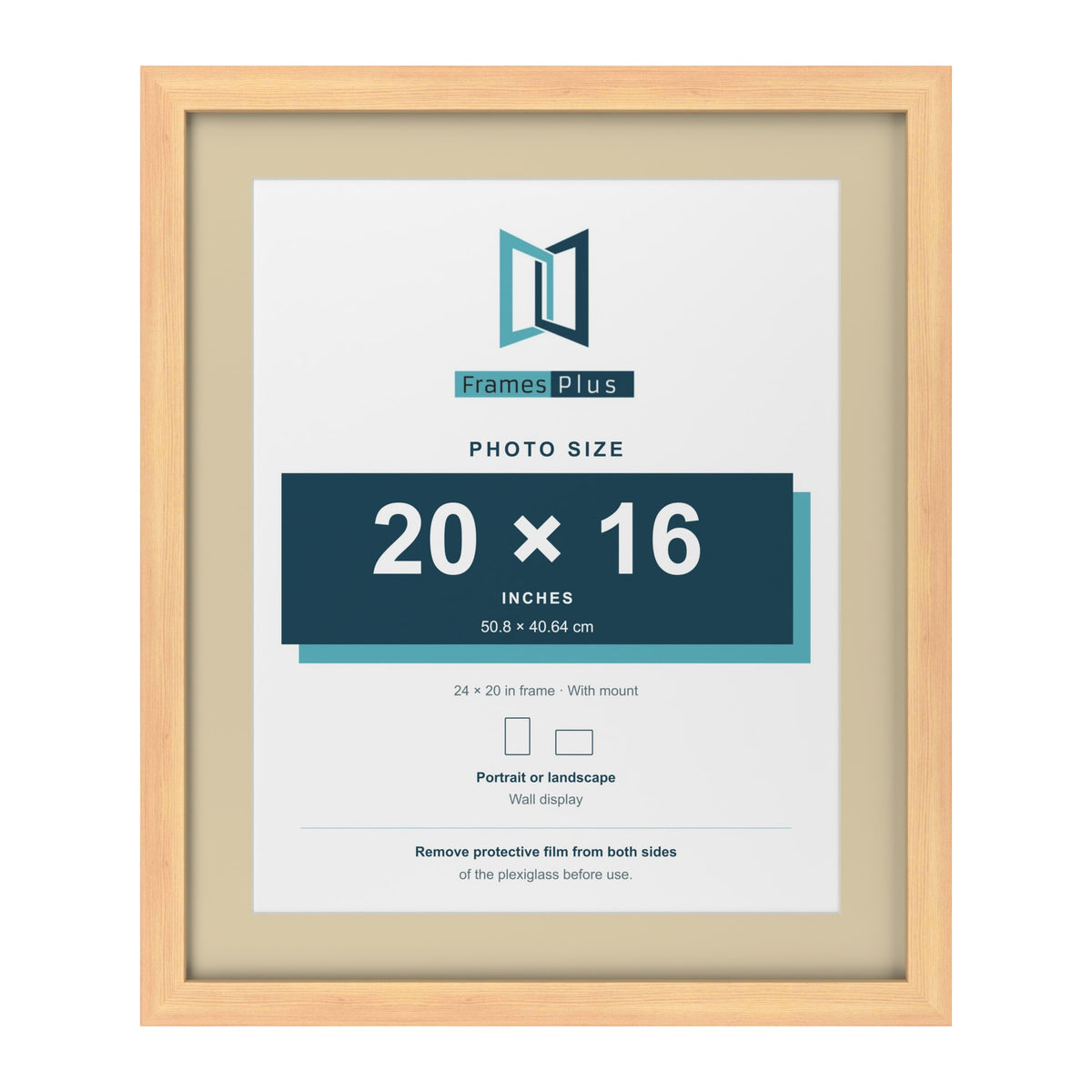 Pine 24 x 20 inch picture frame with an ivory mount for a 20 x 16 inch photo