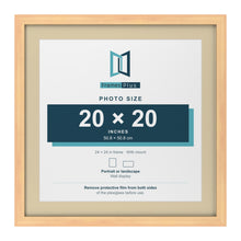Pine 24 x 24 inch picture frame with an ivory mount for a 20 x 20 inch photo