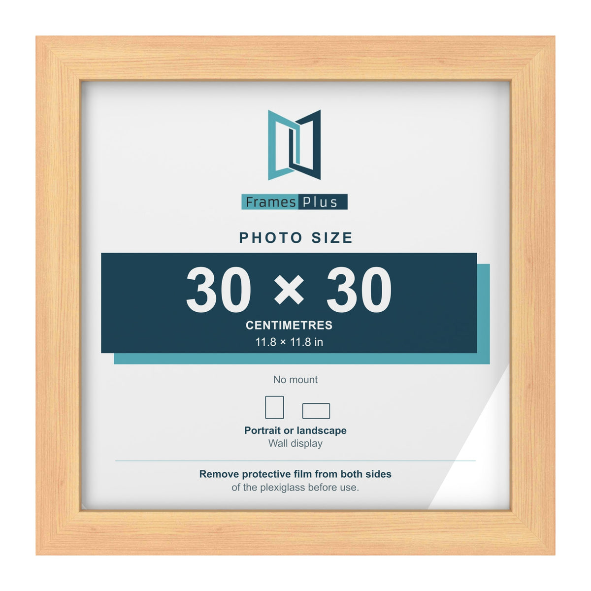 Pine picture frame for a 30 x 30 cm photo