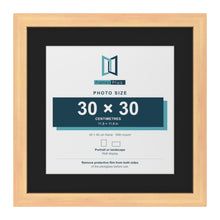 Pine 40 x 40 cm picture frame with a black mount for a 30 x 30 cm photo