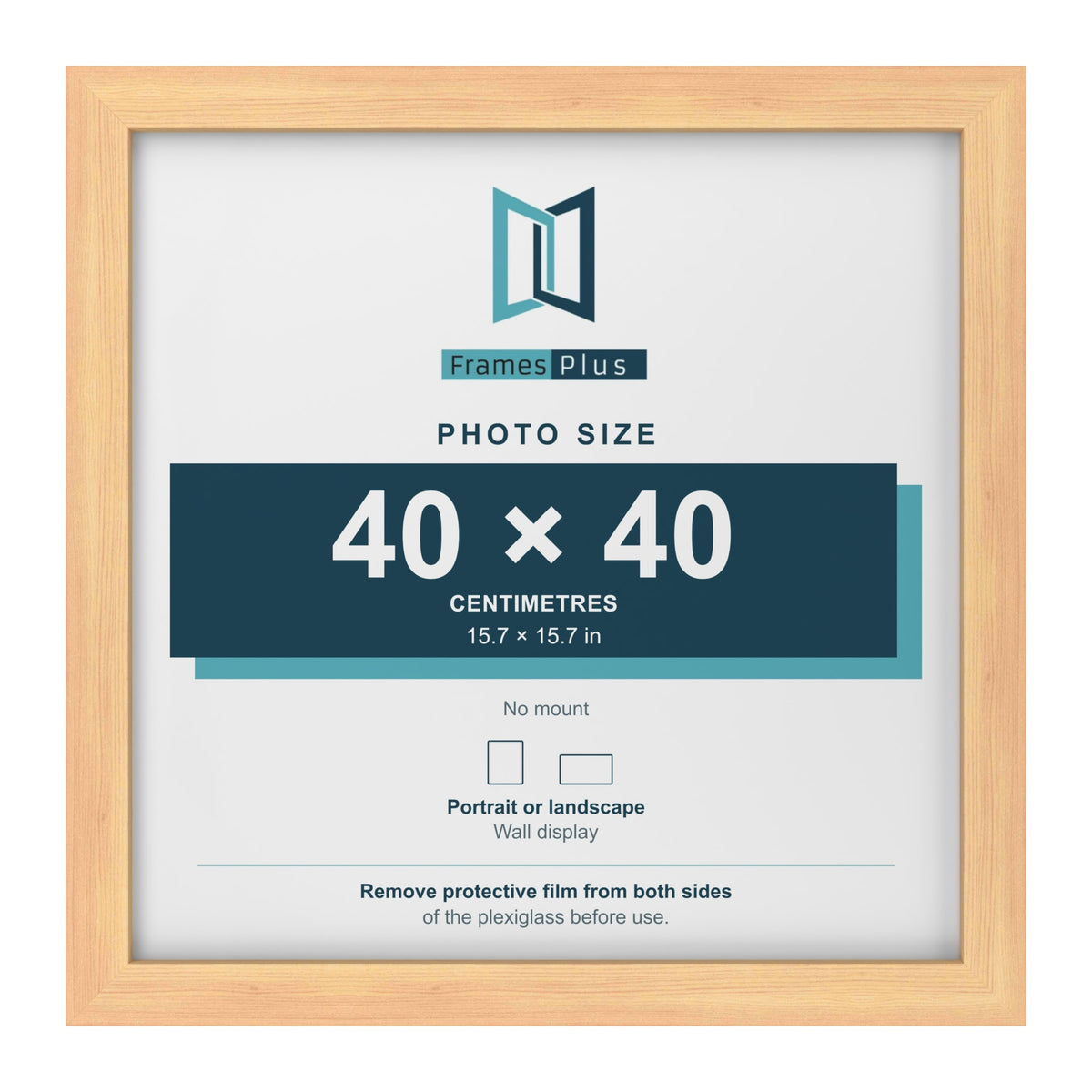 Pine picture frame for a 40 x 40 cm photo
