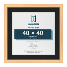 Pine 50 x 50 cm picture frame with a black mount for a 40 x 40 cm photo