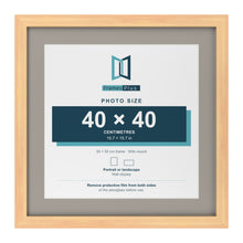 Pine 50 x 50 cm picture frame with a Dawn Grey mount for a 40 x 40 cm photo