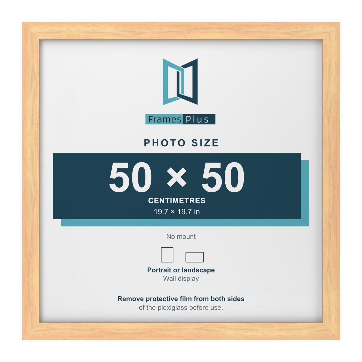 Pine picture frame for a 50 x 50 cm photo