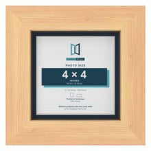 Pine 5 x 5 inch picture frame with a Pacific Blue mount for a 4 x 4 inch photo