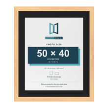 Pine 60 x 50 cm picture frame with a black mount for a 50 x 40 cm photo