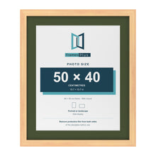 Pine 60 x 50 cm picture frame with a green mount for a 50 x 40 cm photo