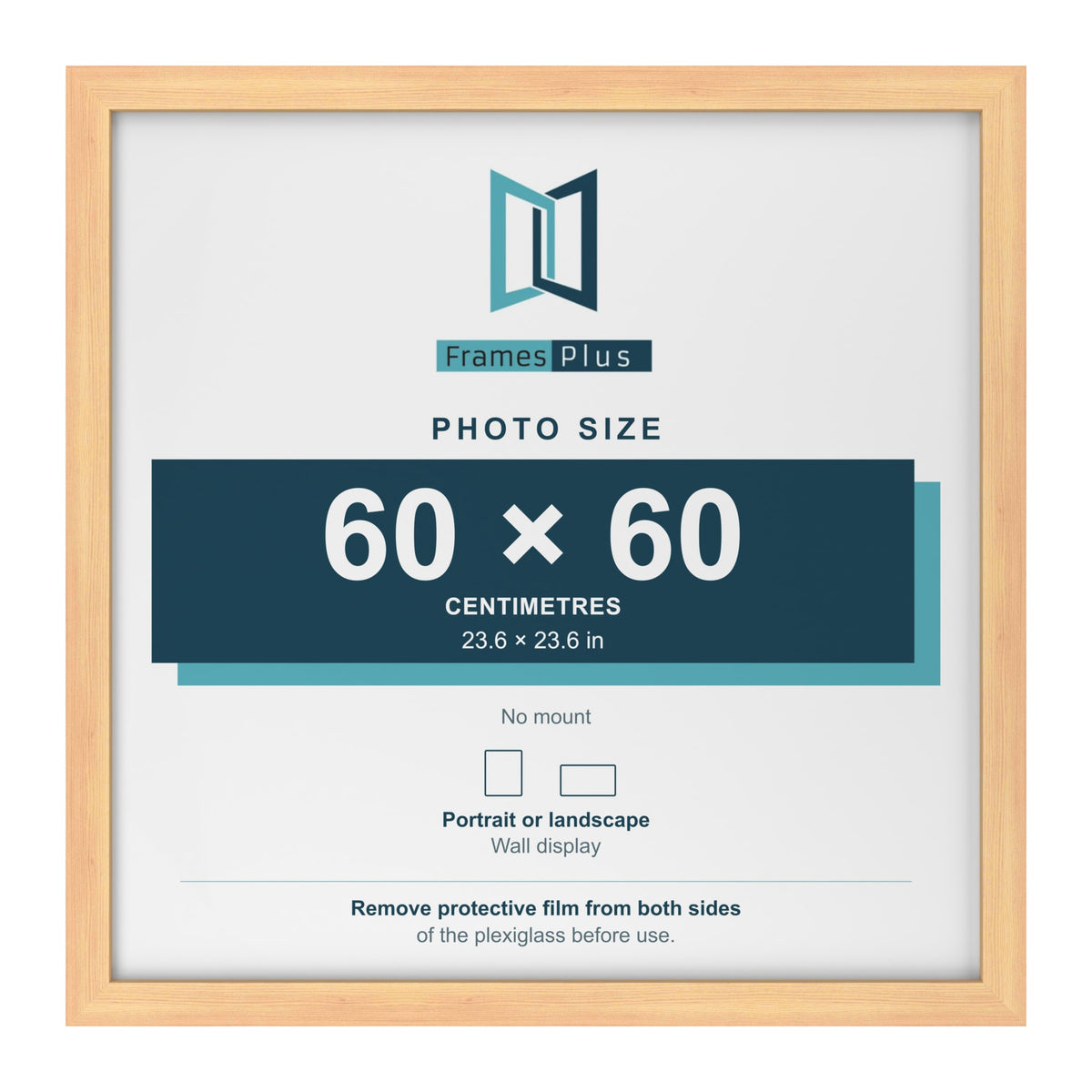 Pine picture frame for a 60 x 60 cm photo