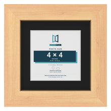 Pine 6 x 6 inch picture frame with a black mount for a 4 x 4 inch photo