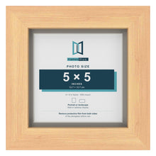 Pine 6 x 6 inch picture frame with a Dawn Grey mount for a 5 x 5 inch photo