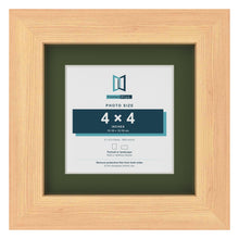 Pine 6 x 6 inch picture frame with a green mount for a 4 x 4 inch photo