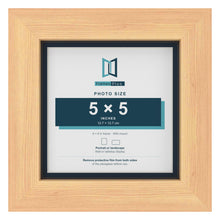 Pine 6 x 6 inch picture frame with a Pacific Blue mount for a 5 x 5 inch photo