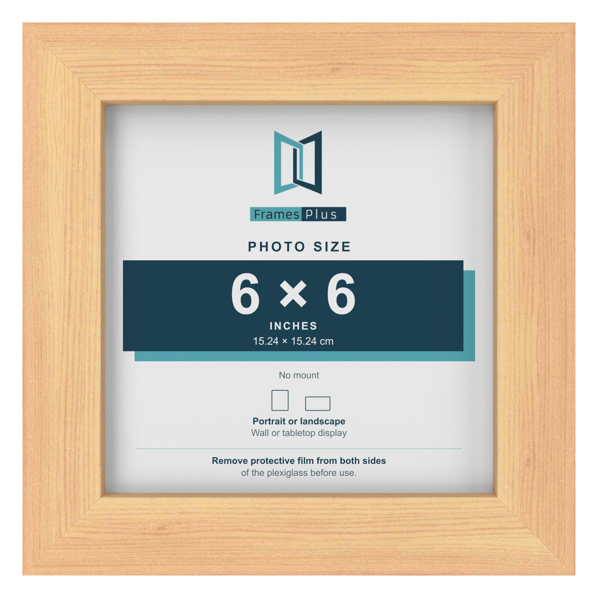 Pine picture frame for a 6 x 6 inch photo