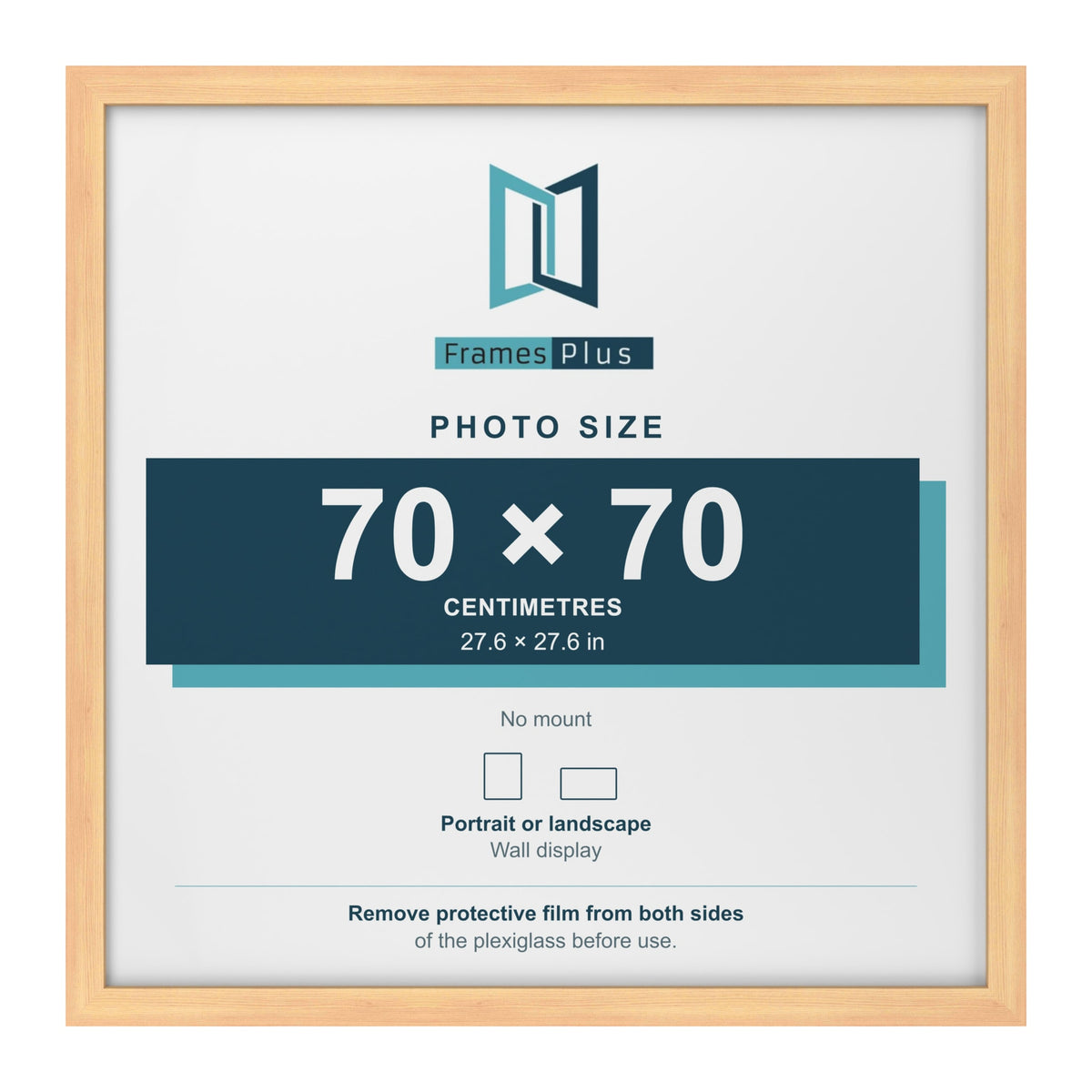Pine picture frame for a 70 x 70 cm photo