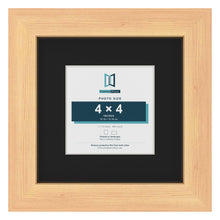 Pine 7 x 7 inch picture frame with a black mount for a 4 x 4 inch photo