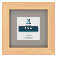 Pine 7 x 7 inch picture frame with a Dawn Grey mount for a 4 x 4 inch photo