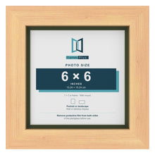 Pine 7 x 7 inch picture frame with a green mount for a 6 x 6 inch photo