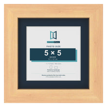 Pine 7 x 7 inch picture frame with a Pacific Blue mount for a 5 x 5 inch photo