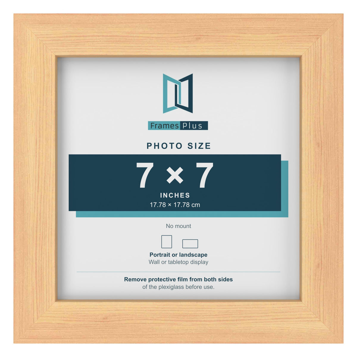 Pine picture frame for a 7 x 7 inch photo