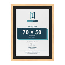 Pine 80 x 60 cm picture frame with a black mount for a 70 x 50 cm photo