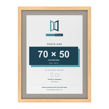 Pine 80 x 60 cm picture frame with a Dawn Grey mount for a 70 x 50 cm photo