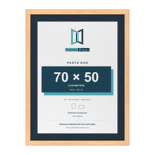 Pine 80 x 60 cm picture frame with a Pacific Blue mount for a 70 x 50 cm photo