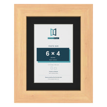 Pine 8 x 6 inch picture frame with a black mount for a 6 x 4 inch photo