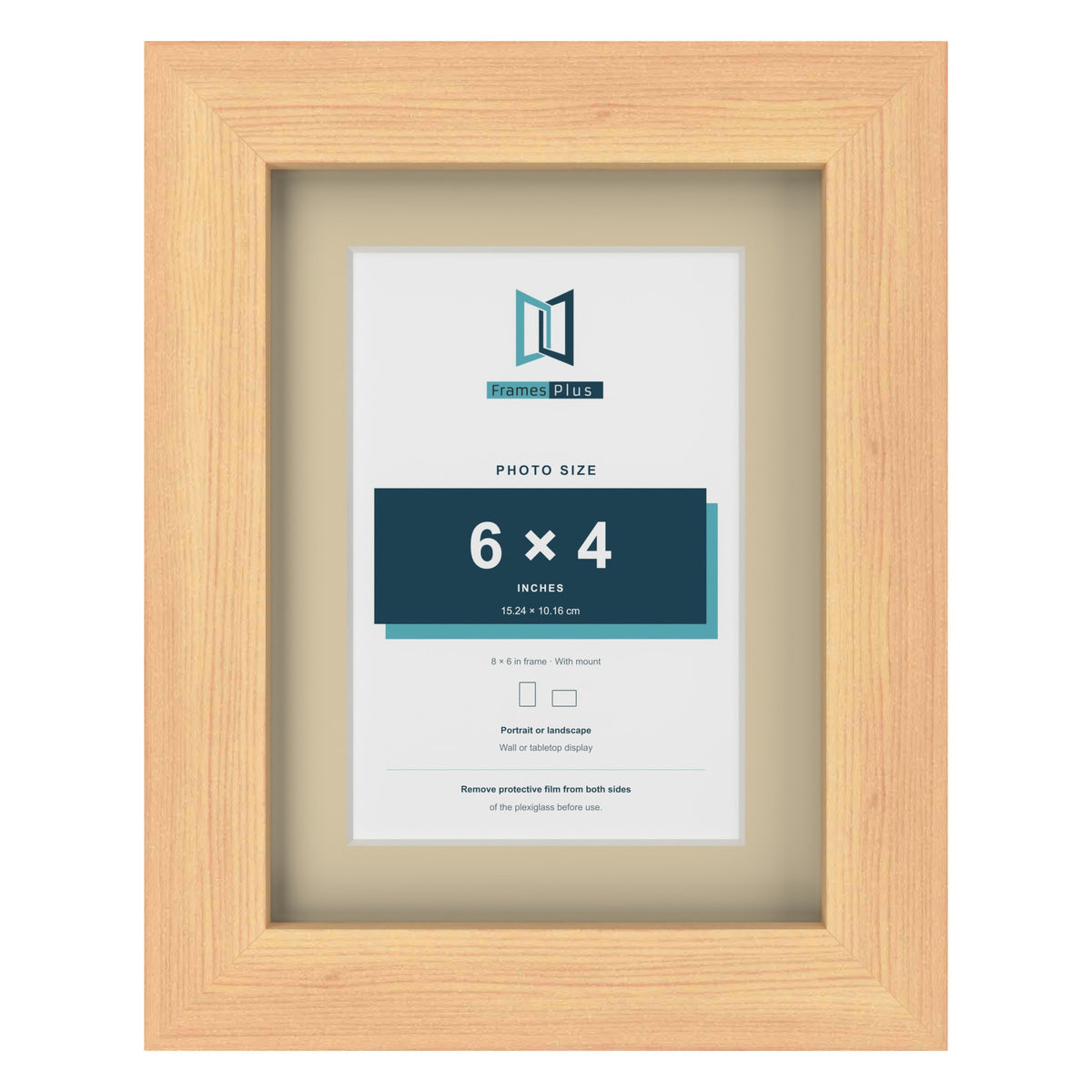 Pine 8 x 6 inch picture frame with an ivory mount for a 6 x 4 inch photo