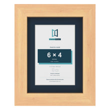 Pine 8 x 6 inch picture frame with a Pacific Blue mount for a 6 x 4 inch photo