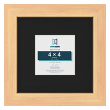 Pine 8 x 8 inch picture frame with a black mount for a 4 x 4 inch photo