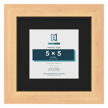 Pine 8 x 8 inch picture frame with a black mount for a 5 x 5 inch photo