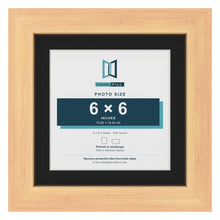 Pine 8 x 8 inch picture frame with a black mount for a 6 x 6 inch photo