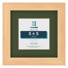 Pine 8 x 8 inch picture frame with a green mount for a 5 x 5 inch photo