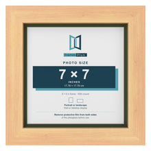 Pine 8 x 8 inch picture frame with a green mount for a 7 x 7 inch photo