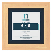 Pine 8 x 8 inch picture frame with a Pacific Blue mount for a 6 x 6 inch photo