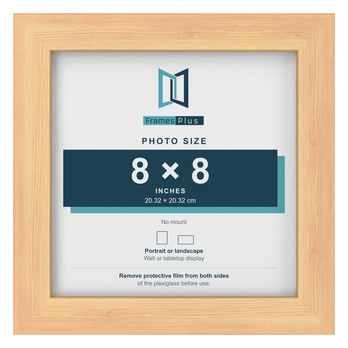 Pine picture frame for a 8 x 8 inch photo