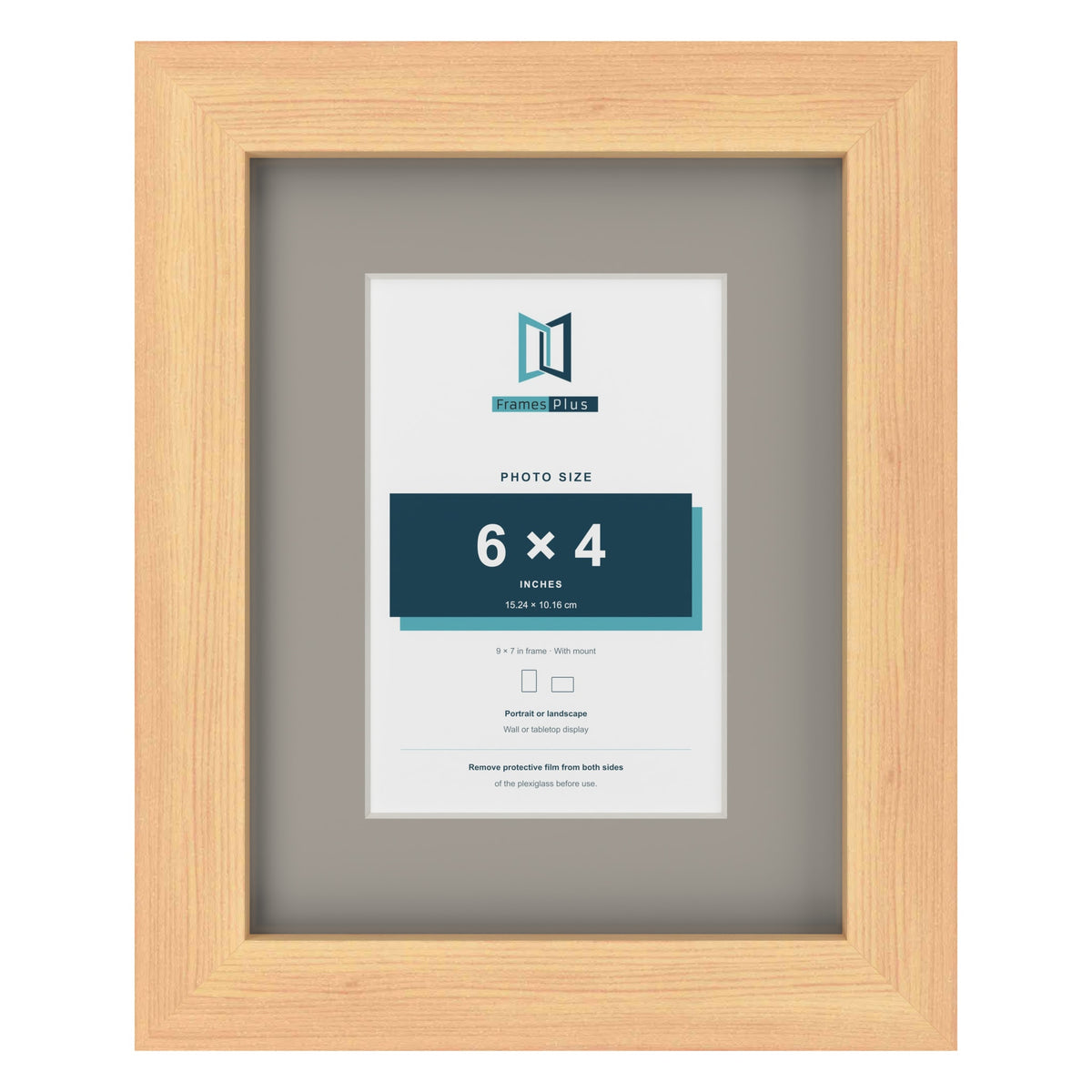 Pine 9 x 7 inch picture frame with a Dawn Grey mount for a 6 x 4 inch photo