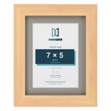Pine 9 x 7 inch picture frame with a Dawn Grey mount for a 7 x 5 inch photo