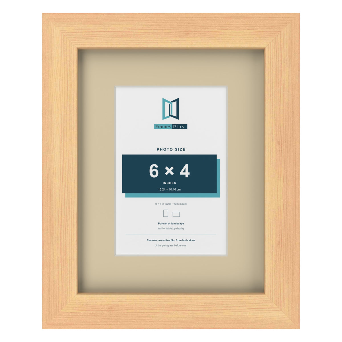 Pine 9 x 7 inch picture frame with an ivory mount for a 6 x 4 inch photo