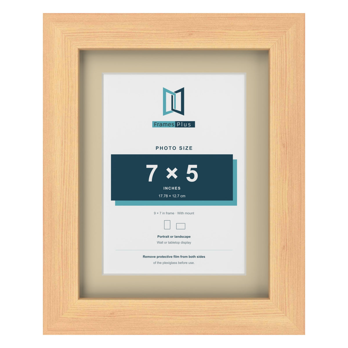 Pine 9 x 7 inch picture frame with an ivory mount for a 7 x 5 inch photo